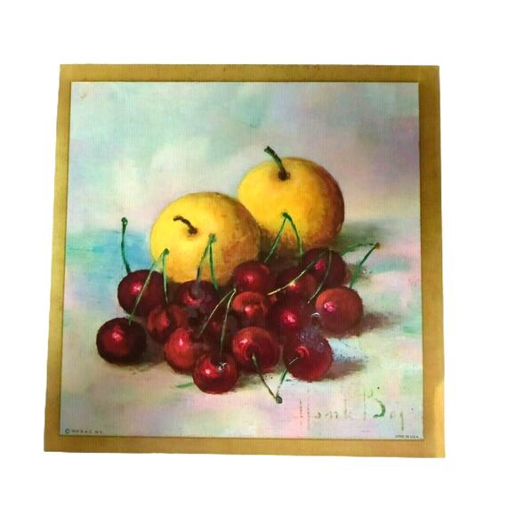 Fruit Art Trivets Wall Decor Henk Bos 1959 Orange Apple VTG 🍊🍒 - Picture 3 of 12